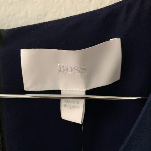 Boss by Hugo Boss V Neck Sleeveless A Line Dress Blue Black Size 6 New - Picture 6 of 10